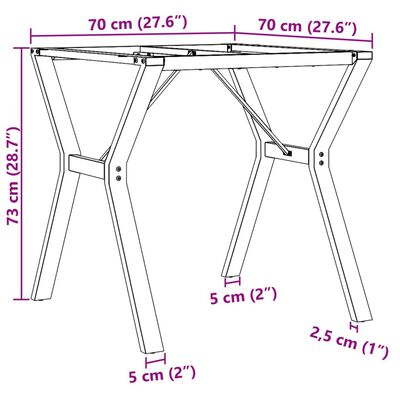 vidaXL Eettafelpoten Y-frame 70x70x73 cm gietijzer