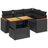 vidaXL 5-delige Loungeset met kussens poly rattan zwart