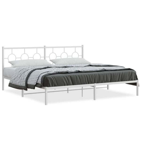 vidaXL Bedframe met hoofdbord metaal wit 200x200 cm