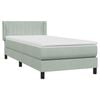 vidaXL Boxspring met matras fluweel lichtgrijs 90x220 cm