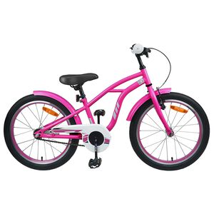 vidaXL Kinderfiets 18 Inch voor 5-7 jaar Donkerroze