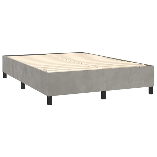 vidaXL Boxspring met matras fluweel lichtgrijs 160x200 cm