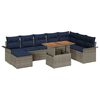 vidaXL Tuin Sofa Set met kussen met opslag 9 pcs grijs en marineblauw