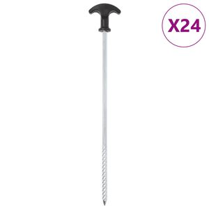 vidaXL Tentharingen 24 st &Oslash;7 mm 30 cm gegalvaniseerd staal