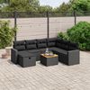vidaXL 8-delige Loungeset met kussens poly rattan zwart