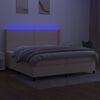 vidaXL Boxspring met matras en LED stof cr&egrave;mekleurig 200x200 cm