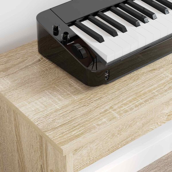 vidaXL Keyboardstand Sonoma Eiken 130 x 32 x 64 cm Bewerkt hout