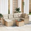 vidaXL Tuinbankenset met kussen 7 pcs Beige poly rattan