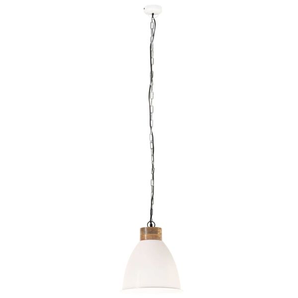 vidaXL Hanglamp industrieel E27 35 cm ijzer en massief hout wit