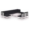 vidaXL 10-delige Loungeset met kussens massief grenenhout wit
