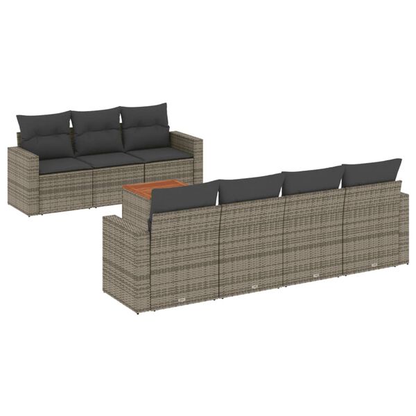 vidaXL 8-delige Loungeset met kussens poly rattan grijs