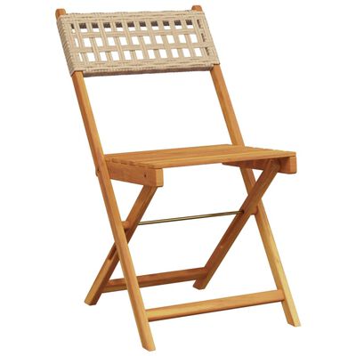 vidaXL Bistrostoelen 2 st massief acaciahout en poly rattan beige