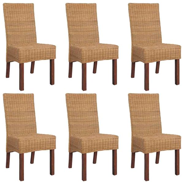vidaXL Eetkamerstoelen 6 st natuurlijk rattan bruin