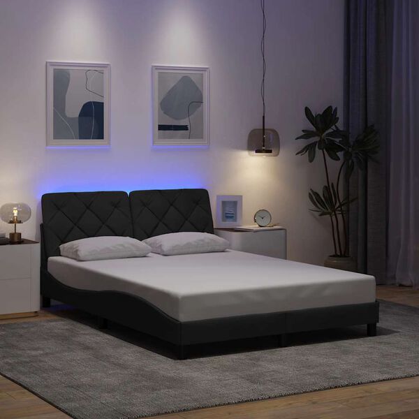 vidaXL Bedframe met LED zonder matras 120x200 cm stof donkergrijs