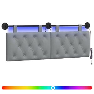 vidaXL Hangend hoofdbord Met LED-verlichting Lichtgrijs Stof