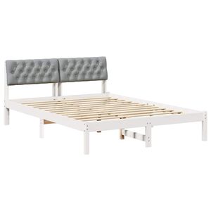 vidaXL Bedframe Wit en lichtgrijs 160 x 200 cm Massief grenenhout