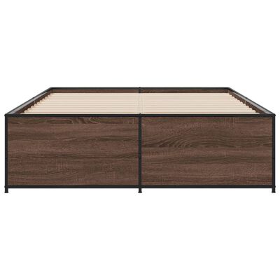 vidaXL Bedframe bewerkt hout metaal bruin eikenkleur 135x190 cm