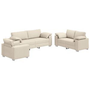 vidaXL Bank 3 st Beige Linnen-mix stof