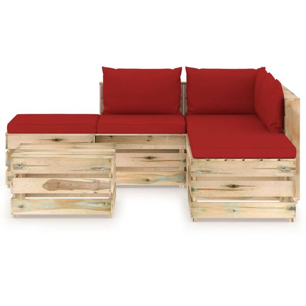 vidaXL 6-delige Loungeset met kussens groen ge&iuml;mpregneerd hout