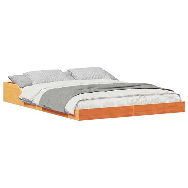 vidaXL Bedframe Wasbruin 140 x 190 cm Massief grenenhout