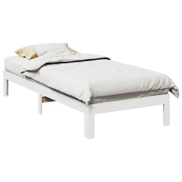 vidaXL Bedframe zonder matras massief grenenhout wit 90x200 cm