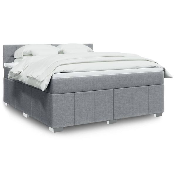 vidaXL Boxspring met matras stof lichtgrijs 180x200 cm