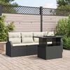 vidaXL Tuin Sofa Set met kussen met kussen 5 pcs Zwart Poly Rattan