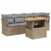 vidaXL 5-delige Loungeset met kussens poly rattan beige