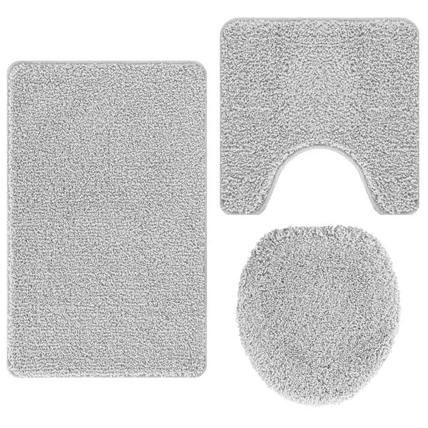 vidaXL Antislip Badmat Set 3 pcs Grijs PP