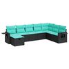vidaXL 8-delige Loungeset met kussens poly rattan zwart
