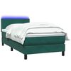 vidaXL Boxspring met matras en LED fluweel donkergroen 100x220 cm
