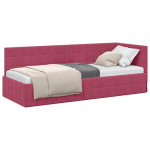vidaXL Hoekbedframe met hoofdeinde Wijnrood 80 cm x 200 cm Fluweel