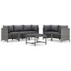 vidaXL 6-delige Loungeset met kussens poly rattan grijs