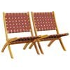 vidaXL Opklapbare stoelen, 2 stuks, rood, massief acaciahout en stof.