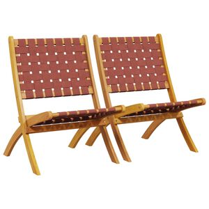 vidaXL Opklapbare stoelen, 2 stuks, rood, massief acaciahout en stof.