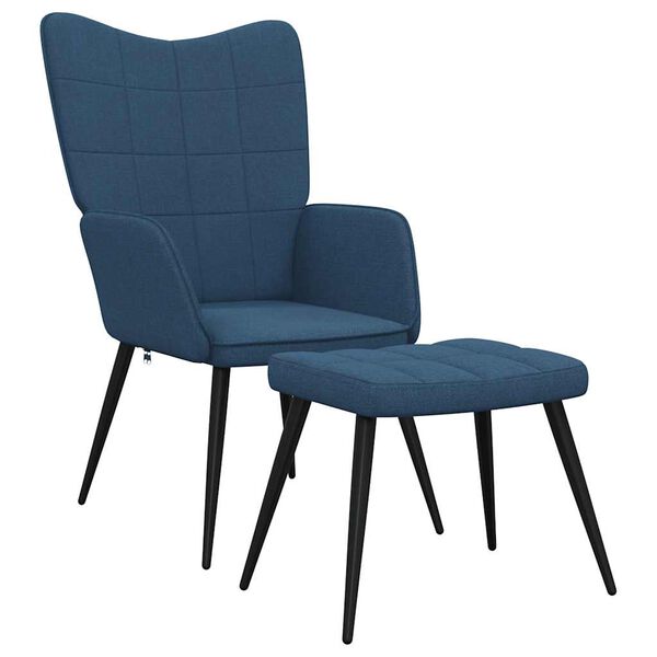 vidaXL Relaxstoel met voetenbank stof blauw