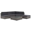 vidaXL 6-delige Loungeset met kussens poly rattan grijs