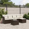vidaXL 6-delige Loungeset met kussens poly rattan bruin