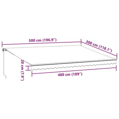 vidaXL Luifel handmatig uittrekbaar en LED 500x300 cm antraciet en wit