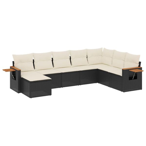 vidaXL 8-delige Loungeset met kussens poly rattan zwart