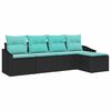 vidaXL Bankstel met kussen 5 pcs Zwart poly rattan