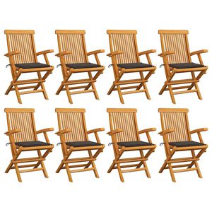 vidaXL Inklapbare stoelen 8 st met taupe kussens massief teakhout