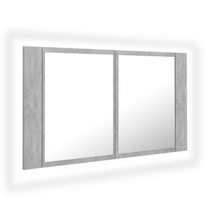 vidaXL Badkamerkast met spiegel en LED 80x12x45 cm acryl betongrijs