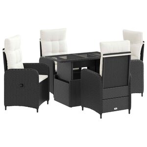 vidaXL Buiten eettafelset 5 st Zwart en Cream Wit poly rattan