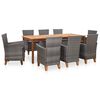 vidaXL 9-delige Eethoek poly rattan en massief acaciahout grijs