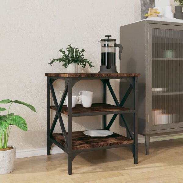 vidaXL Bijzettafel 40x42x50 cm bewerkt hout gerookt eikenkleurig