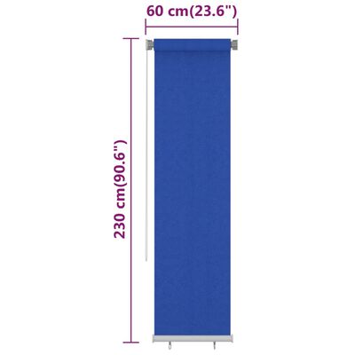 vidaXL Rolgordijn voor buiten 60x230 cm HDPE blauw