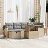 vidaXL Tuin Sofa Set met kussen met opslag 7 pcs Beige Poly riet