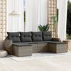 vidaXL 6-delige Loungeset met kussens poly rattan grijs