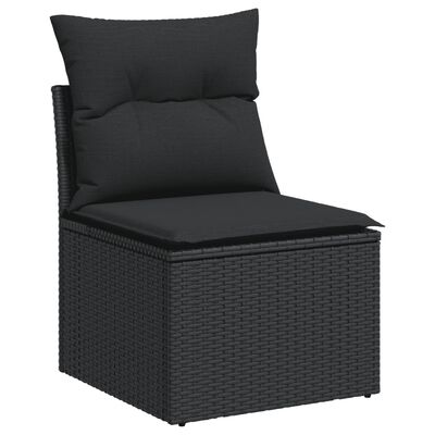 vidaXL 5-delige Loungeset met kussens poly rattan zwart